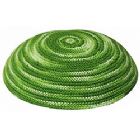 Hand Knit Green Kippah - Swirl Design