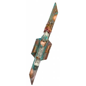 Gary Rosenthal Mezuzah Cover - Copper and Green Patina