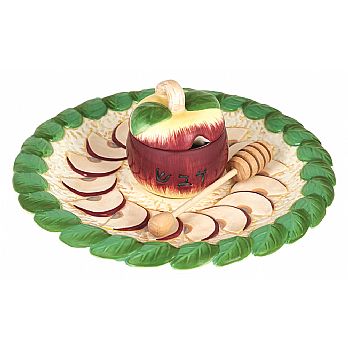 Apples Honey Plate with Covered Bowl and Dipper
