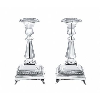 Sterling Silver Candlestick Set - Italian Mirror Style 6''