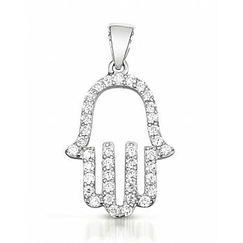 Sterling Silver Hamsa with Cz's