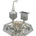 Havdallah 4 piece set in Nickel Plate Finish - Lace