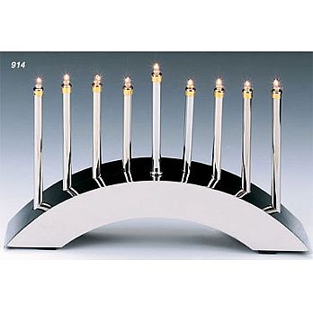 Designer Silver Plated Electric Menorah - Low Voltage Bulbs