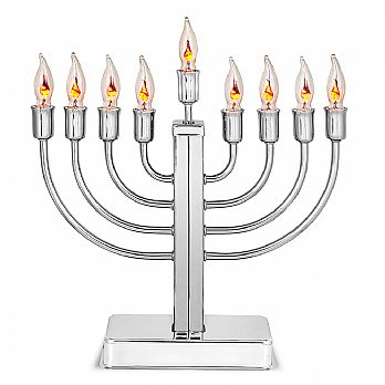 Silverplated Electric Menorah with Flickering Bulbs
