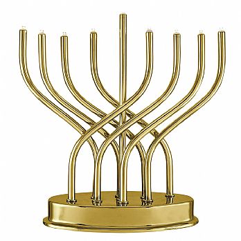 Highly Polished Gold Plated LED Battery Menorah
