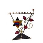 Metal and Fused Glass Menorah By Gary Rosenthal - Triangle Tree of Life