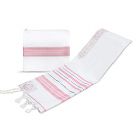 Elegant Acrylic Tallit Set - Pink / Silver