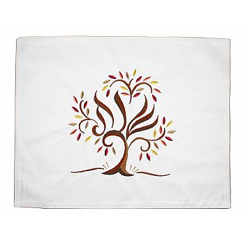 Luxurious Embroidered Challah Cover - Tree of Life Earthtones