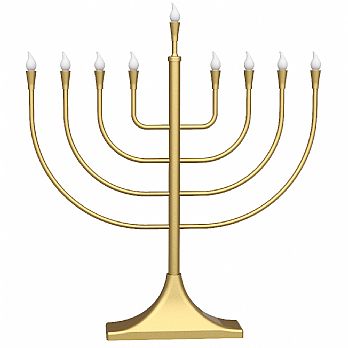23'' Large Display LED Electric Menorah with Flame Shaped Bulbs - Satin Gold