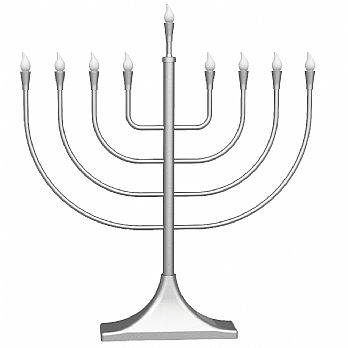 23'' Large Display LED Electric Menorah with Flame Shaped Bulbs - Silver