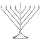 23'' Large RAMBAM Display LED Electric Menorah with Flame Shaped Bulbs - Satin Silver