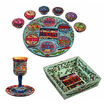 Wood Seder Set By Emanuel - Oriental Collection