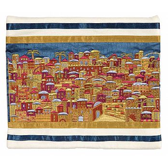 Emanuel Full Embroidered Jerusalem Tallit Bag-- Multicolor