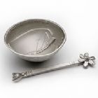 Pewter Honey Bowl and Dipper