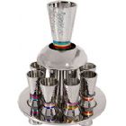 Emanuel Hammered Kiddush Fountain Cone Shape-- Multicolor Rings