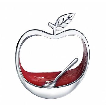 Upright Apple Shape Dish with Spoon - For Honey or Dipping