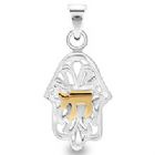 Sterling Silver Hamsa Pendant with Inner Chai