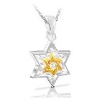 Sterling Silver Star of David Pendant - With Gold Plated Star