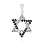 Sterling Silver Star of David Pendant - Pave Stone Setting