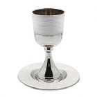 Luxurious Nickel Plated &Enamel Kiddush Cup Set - White