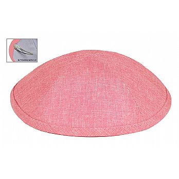 Deluxe Linen Kippot with Optional Imprint - Pink
