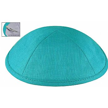 Deluxe Linen Kippot with Optional Imprint - Turquoise