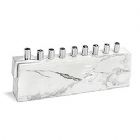 Aluminum Menorah with Marble Decal - White/Silver