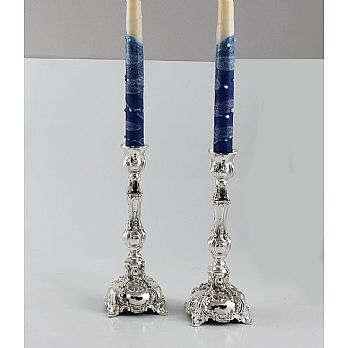 Silverplated Traditional Candlestick Set - Ben Yehuda Style