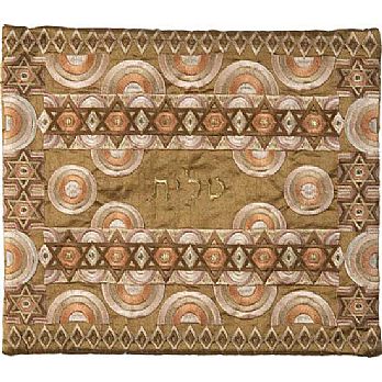 Embroidered Raw Silk Tallit Bag by Emanuel - Stars Gold