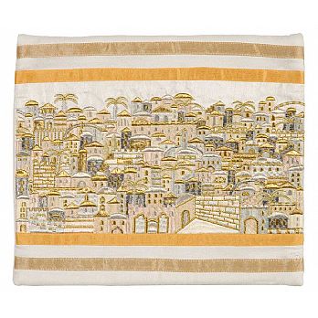 Emanuel Full Embroidered Jerusalem Tallit Bag-- Gold