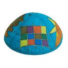 Hand Painted Kippot - Tribes on Turquoise