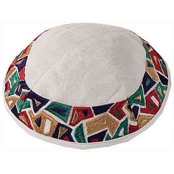 Machine Embroidered Kippah by Yair Emanuel - Multi Colors