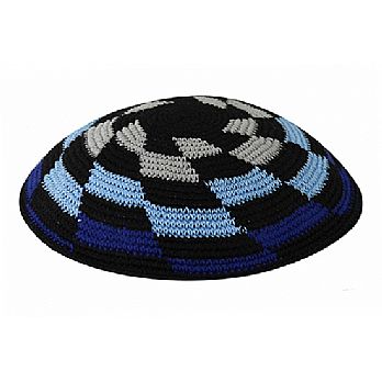 Personalized Knit Kippot - Shades of Blue