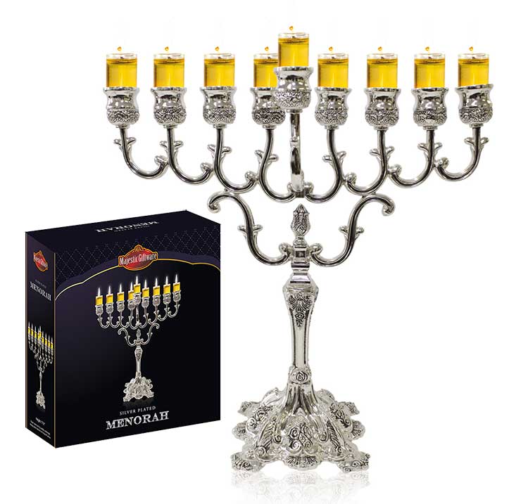 Silver Plated Traditional Oil or Candle Menorah
