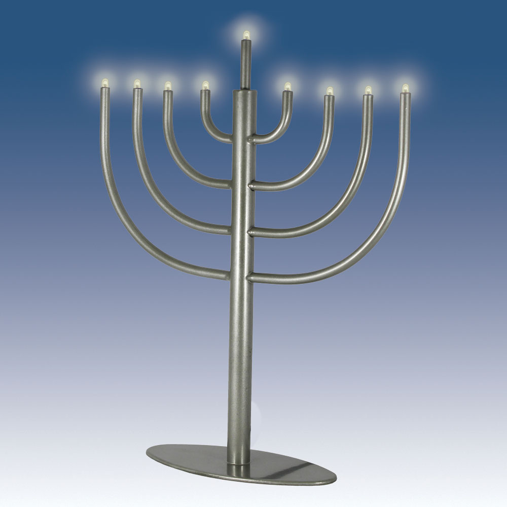 Traditional Low Volt Electric Menorah - Pewter