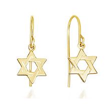 14K Gold & Sterling Silver Jewish Earrings, Judaica Earrings