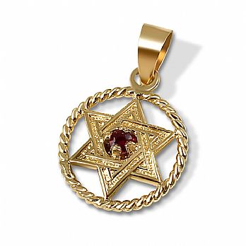 14K Gold Star of David with Ruby