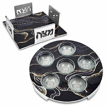 Aluminum Seder Set with Marble Decal