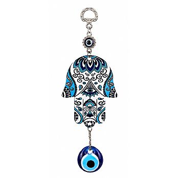 Aluminum Hamsa Wall-Hanging with Fused Glass