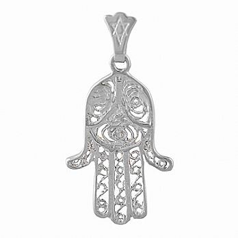 Ornate Sterling Silver Hamsa Pendant