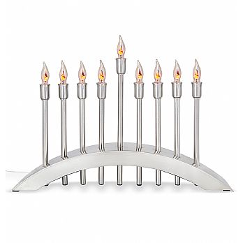 Chrome Plated  Electric Menorah - By Emanuel
