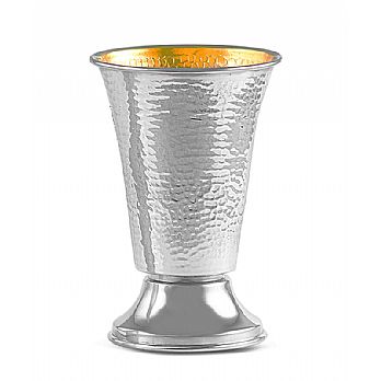 Sterling Silver Kiddush Wine Goblet - Modern Hammered Cup