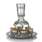 Sterling Silver 6 Cup Kiddush Fountain Set - Bubbles