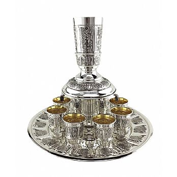 Sterling Silver 8 Cup Kiddush Fountain Set - Tuscany