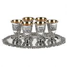 Sterling Silver L'Chaim Set (liquor set) with Tray - Tuscany with Stem