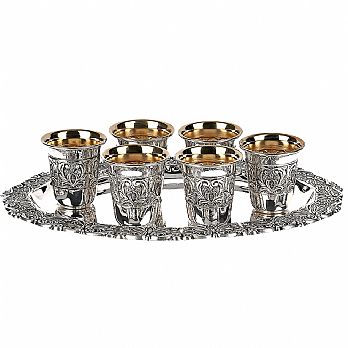 Sterling Silver L'Chaim Set (liquor set) with Tray - Tuscany