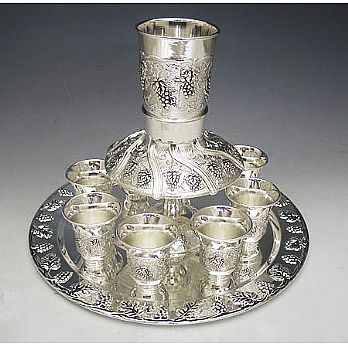 Silver Plated Kiddush Fountain - Grape Design