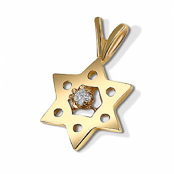 14K Gold Star of David with Diamond