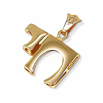 14K Gold Chai - Square Thick Letters