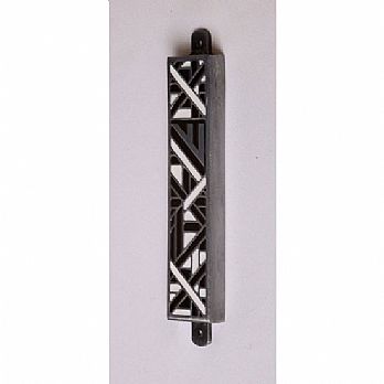 Black and White Geometric Pewter Mezuzah Cover
